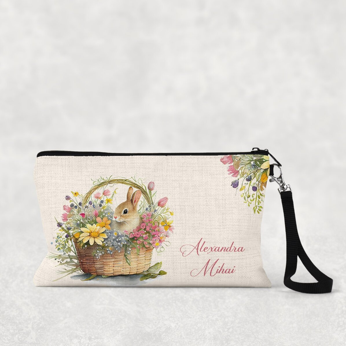 Bolsita para accesorios personalizada con nombre - Conejito