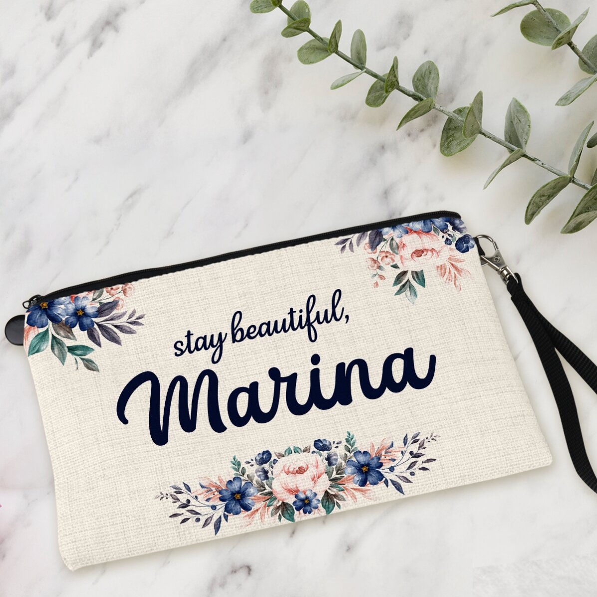 Bolsita para accesorios personalizada con texto - Floral
