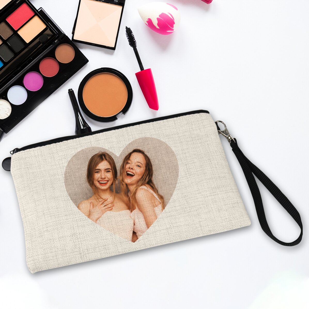 Bolsita para cosméticos personalizada con una foto - Corazón