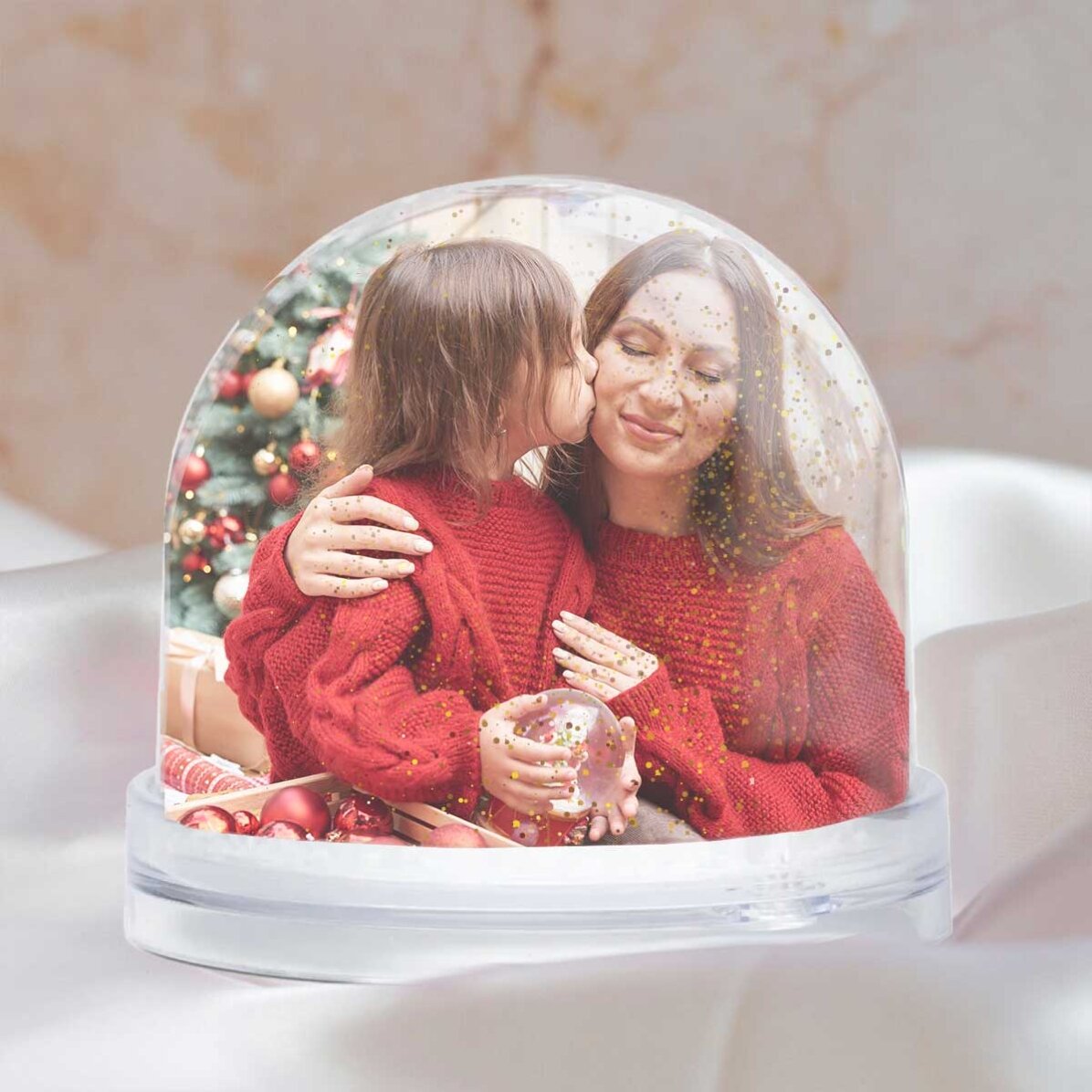 Bola de Navidad de escritorio personalizada con mensaje y foto: ¡Feliz Navidad!