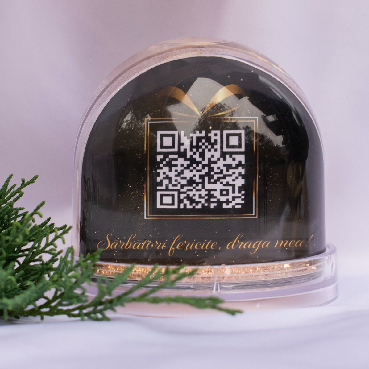 Globo de escritorio personalizado con foto, mensaje y código QR