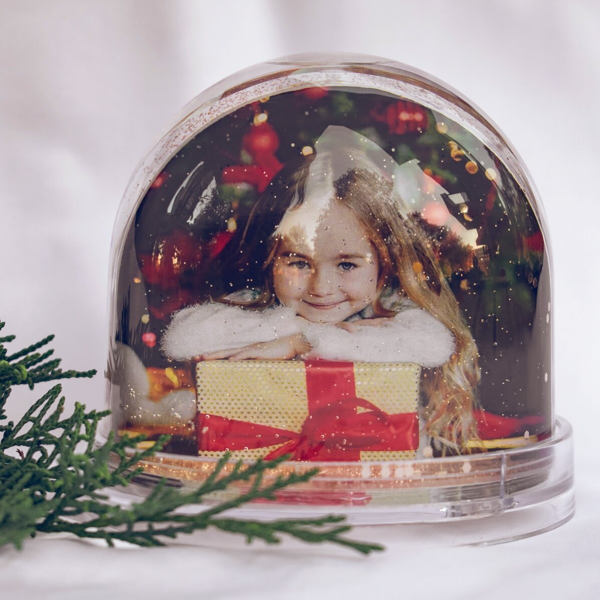 Bola de Navidad de escritorio personalizada con foto y mensaje: ¡Feliz Navidad!