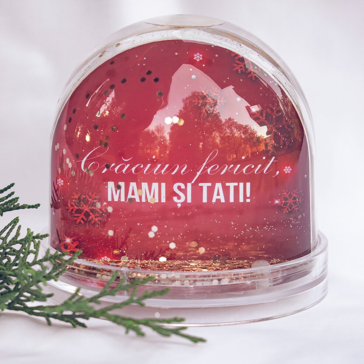 Bola de Navidad de escritorio personalizada con foto y mensaje: ¡Feliz Navidad!