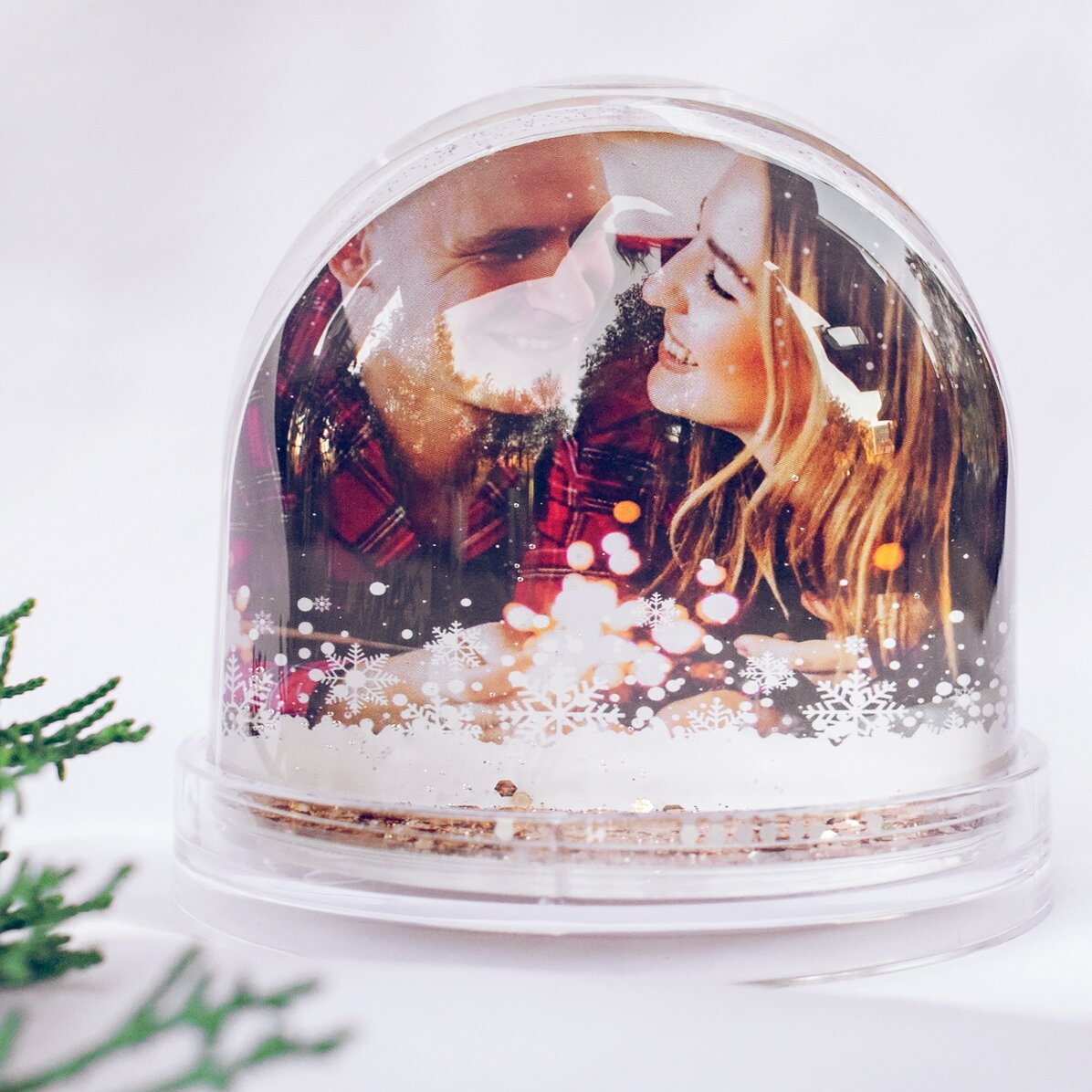 Bola de Navidad de escritorio personalizada con foto y mensaje navideño