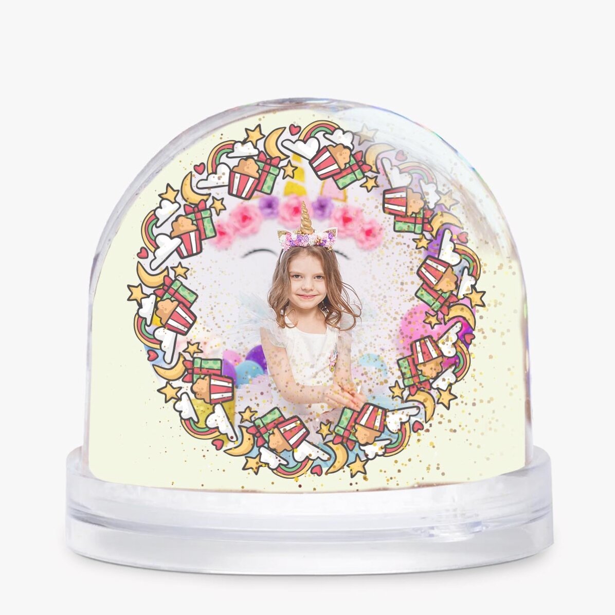 Globo de escritorio personalizado con foto y texto - Birthday Unicorn