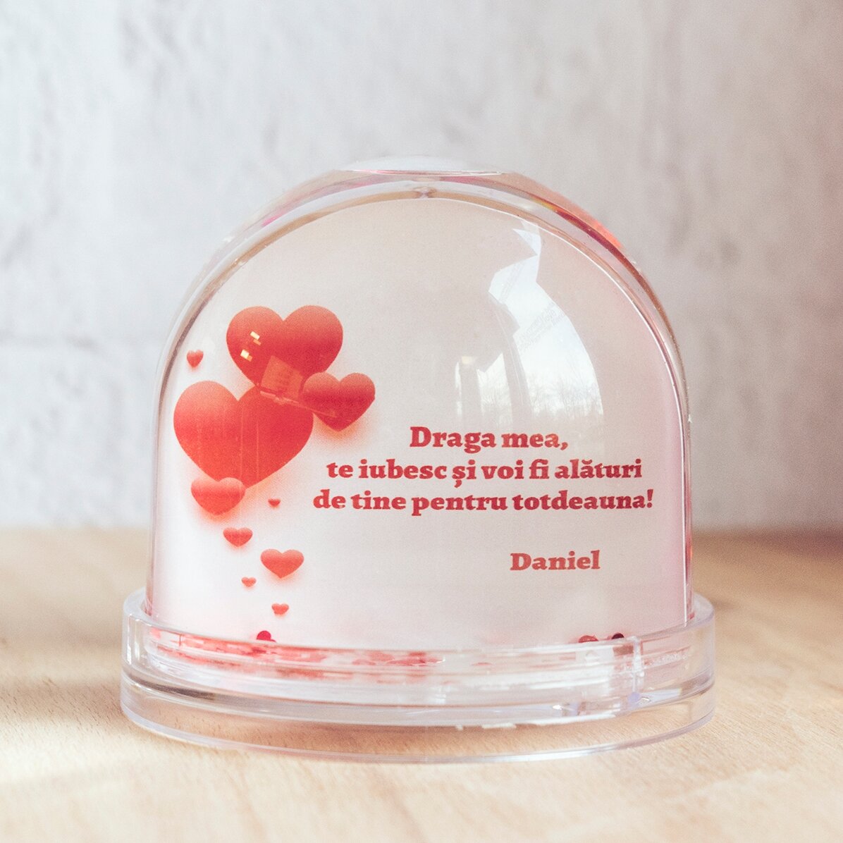 Globo de escritorio personalizado con foto y texto - Declaración de amor