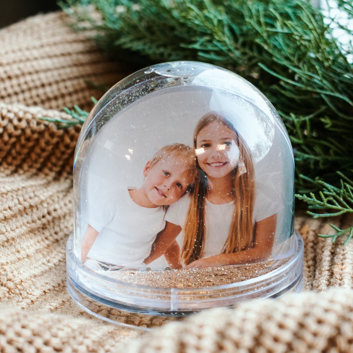 Bola de Navidad de escritorio personalizada con foto y texto - La magia de la Navidad