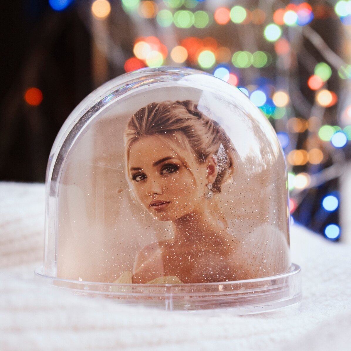 Bola de Navidad de escritorio personalizada con foto y texto - La magia de la Navidad