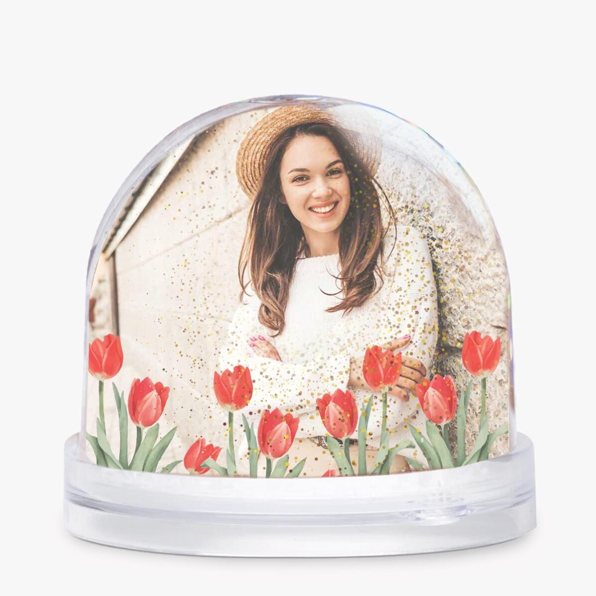 Globo de escritorio personalizado con foto y texto: «Una primavera maravillosa, como tú»