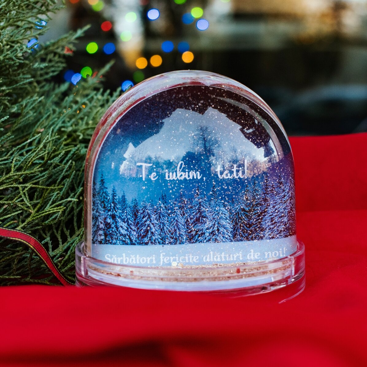 Globo de escritorio personalizado con foto y texto - Sueños de invierno