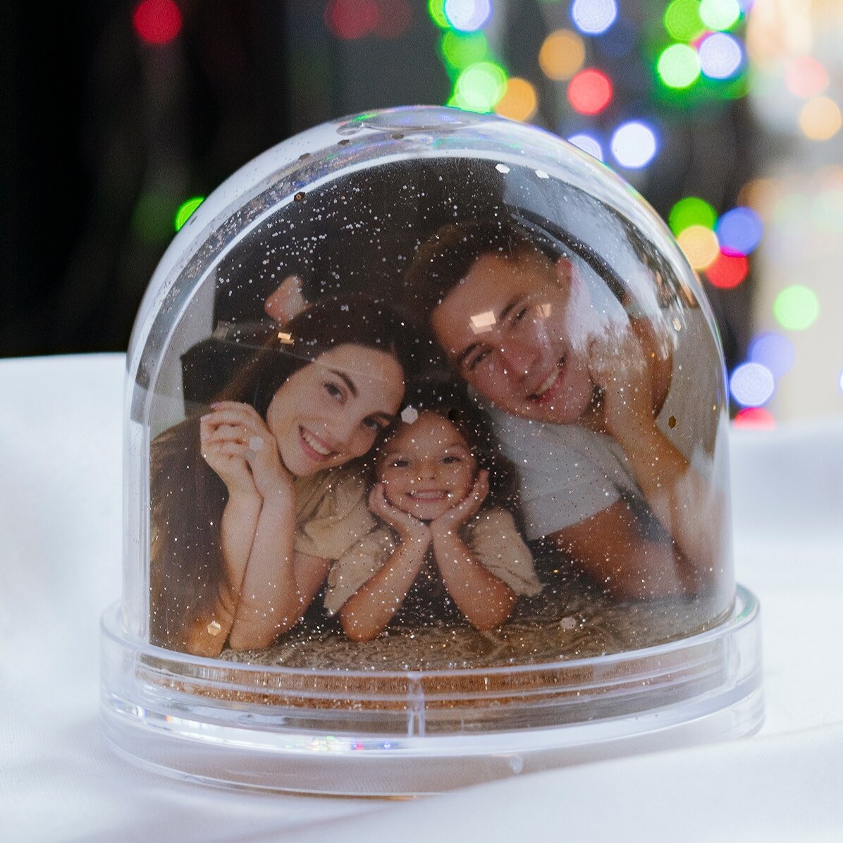 Globo de escritorio personalizado con foto y texto - Sueños de invierno