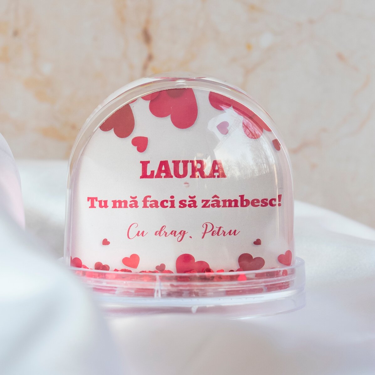 Globo de escritorio personalizado con foto y texto - «You make me smile»