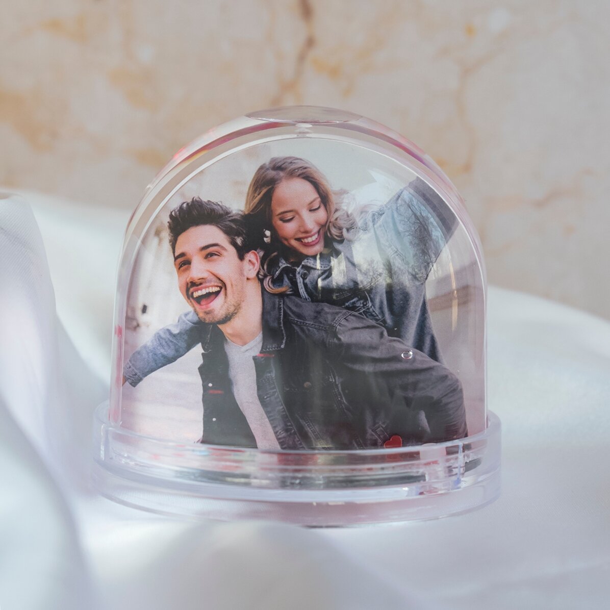 Globo de escritorio personalizado con foto y texto - «You make me smile»