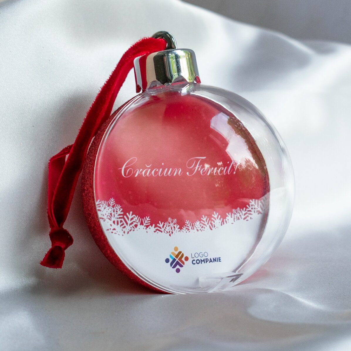 Bola de Navidad personalizada con logotipo y mensaje - La magia de la Navidad