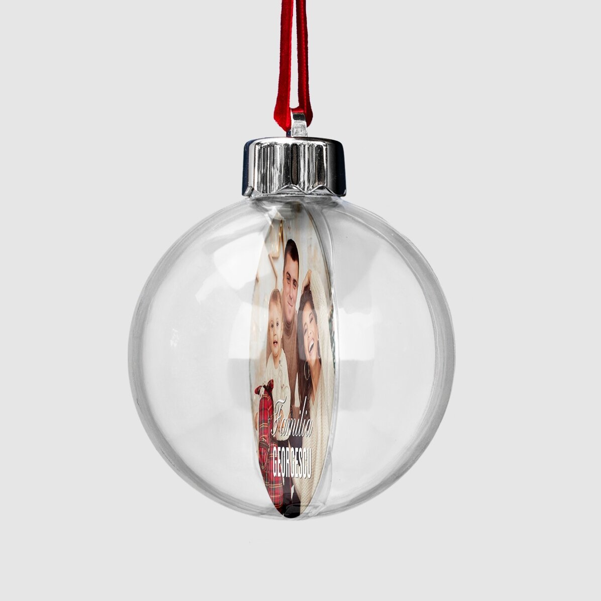 Globo transparente personalizado por ambas caras con dos fotografías y texto