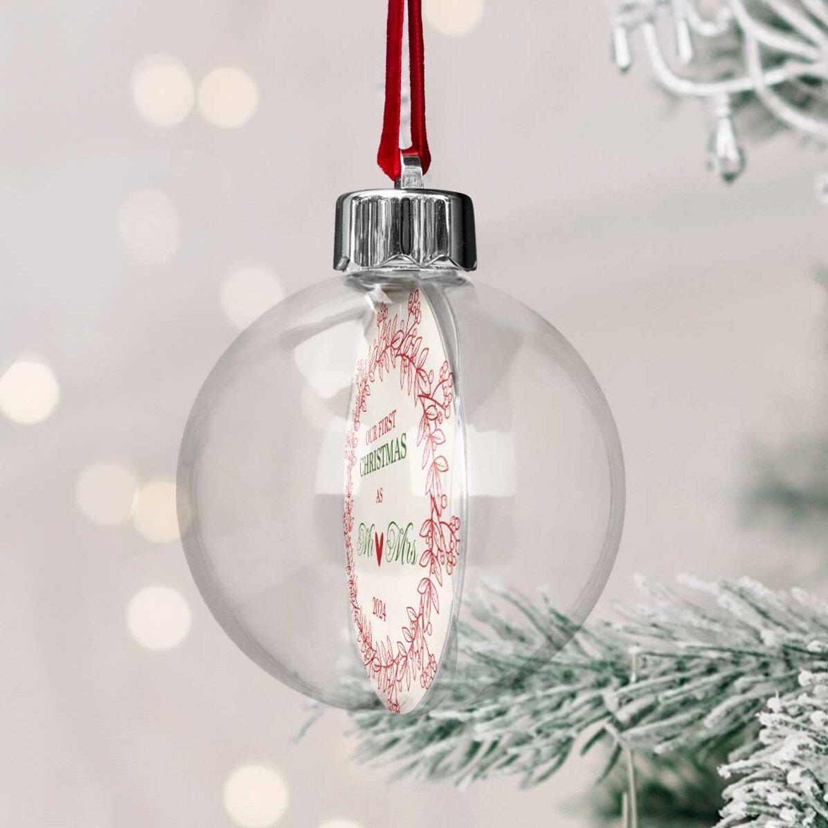 Bola de cristal transparente personalizada por ambos lados con una foto y un mensaje - Nuestra prime