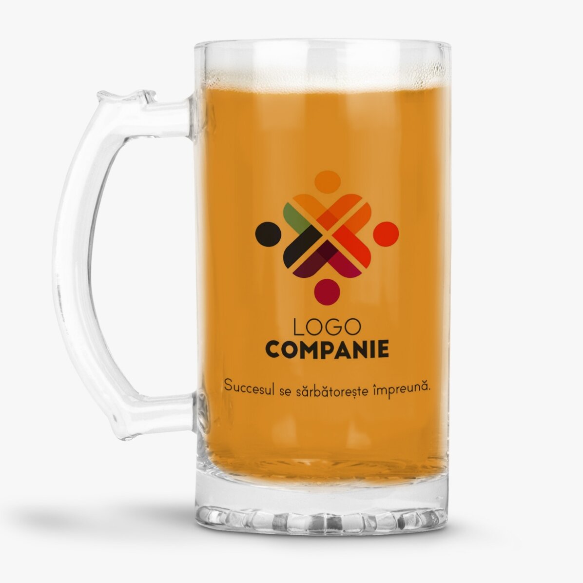 Jarra de cerveza personalizada con logotipo y texto