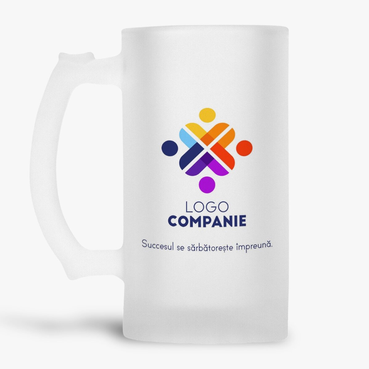 Jarra de cerveza personalizada con logotipo y texto