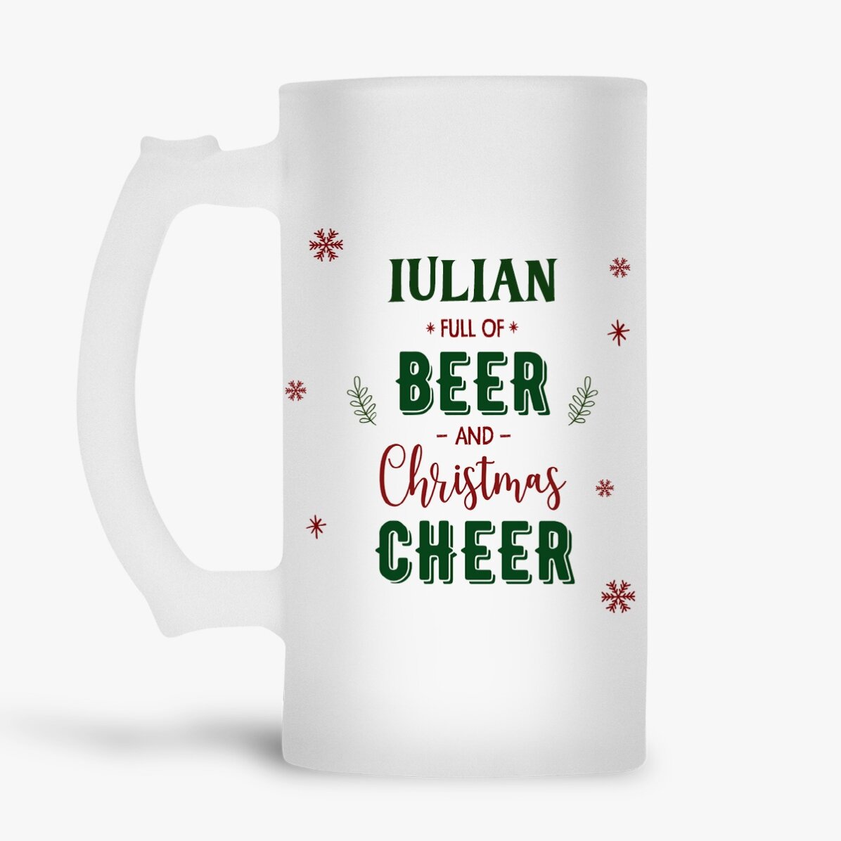 Jarra de cerveza personalizada con nombre - Alegría navideña