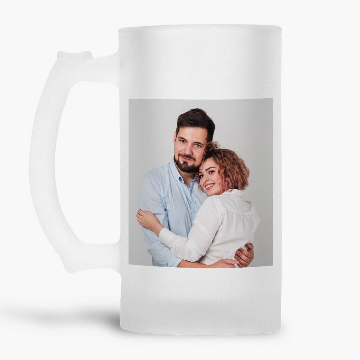 Jarra de cerveza personalizada con una foto y un mensaje