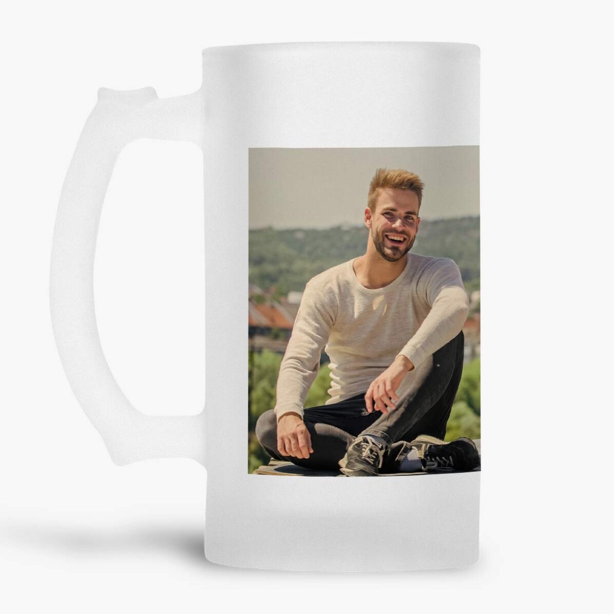 Jarra de cerveza personalizada con una foto