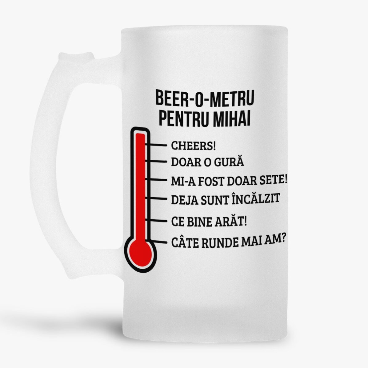 Jarra de cerveza personalizada con texto - Beer-o-meter