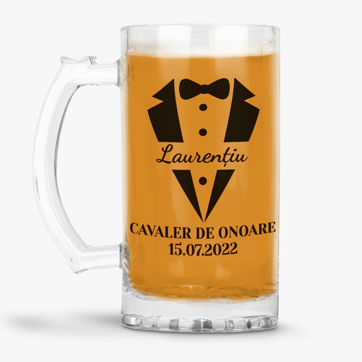 Jarra de cerveza personalizada con texto - Caballero