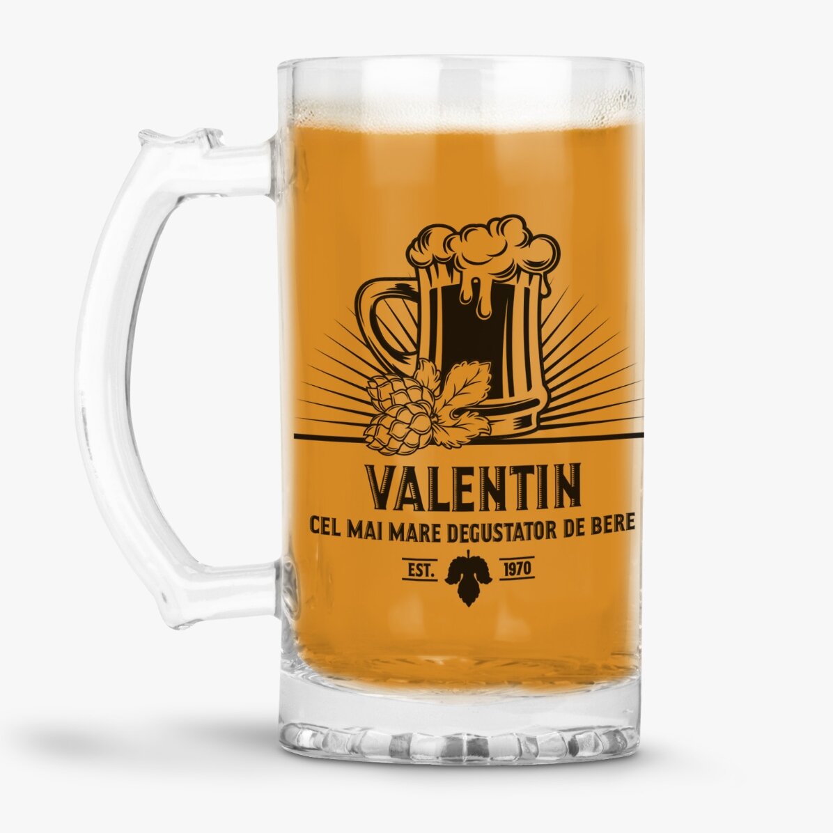 Jarra de cerveza personalizada con texto - Catador de cerveza