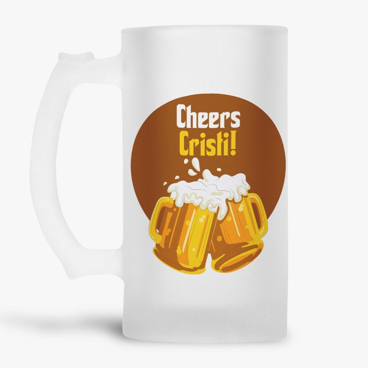 Jarra de cerveza personalizada con texto: «¡Salud!»