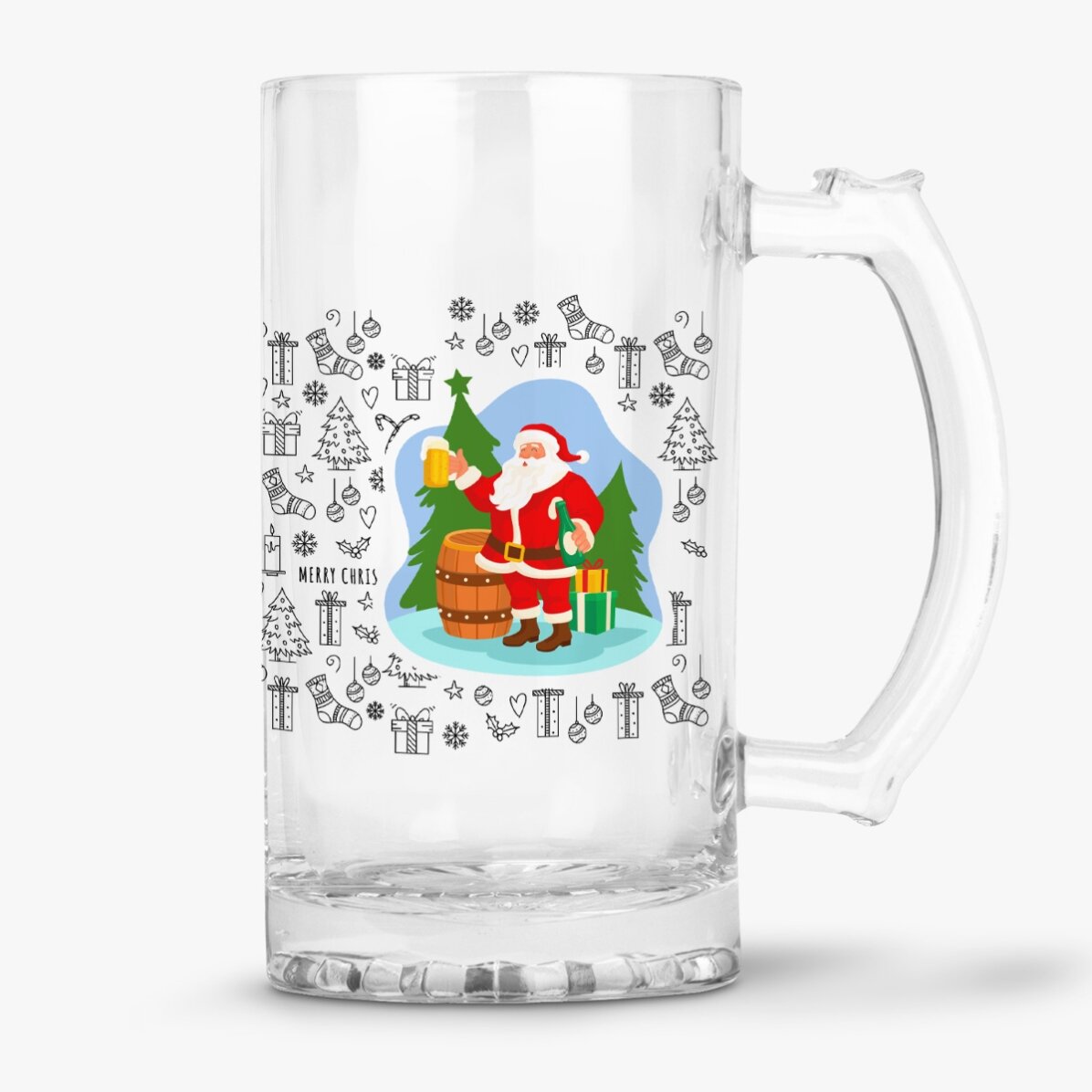Jarra de cerveza personalizada con un mensaje navideño - Ho Ho Hold My Beer