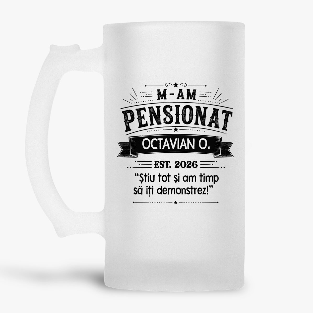 Jarra de cerveza personalizada con texto - Jubilado