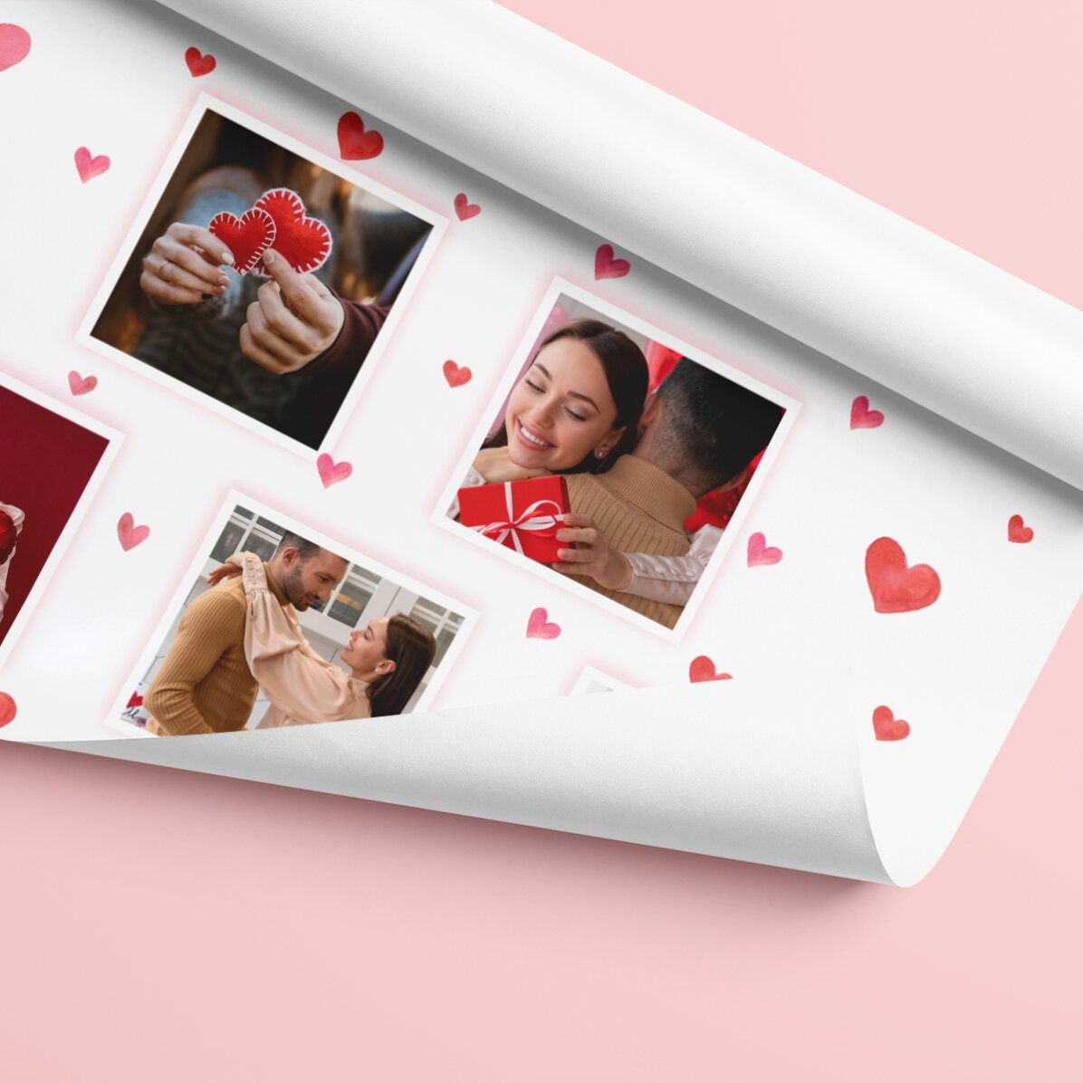 Papel de regalo personalizado con 10 fotos y un mensaje - Love
