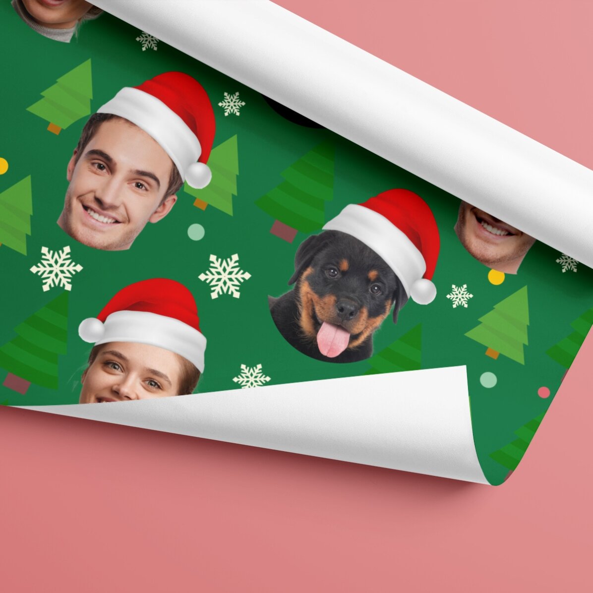 Papel de regalo personalizado con 3 fotos - Funny Christmas