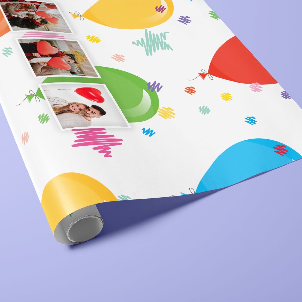 Papel de regalo personalizado con 3 fotos