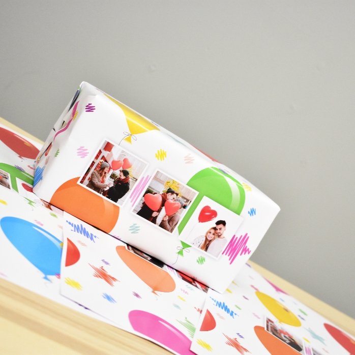 Papel de regalo personalizado con 3 fotos