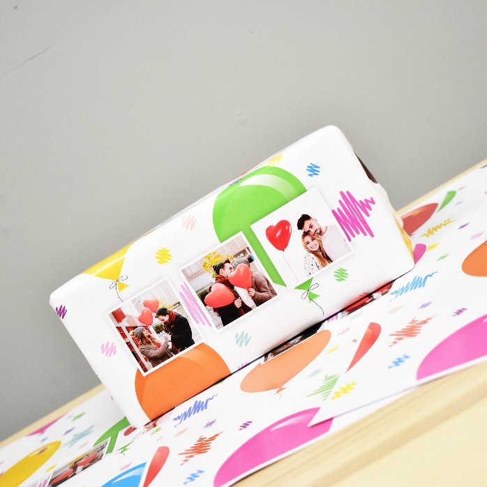 Papel de regalo personalizado con 3 fotos