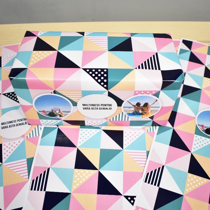 Papel de regalo personalizado con 2 fotos y texto