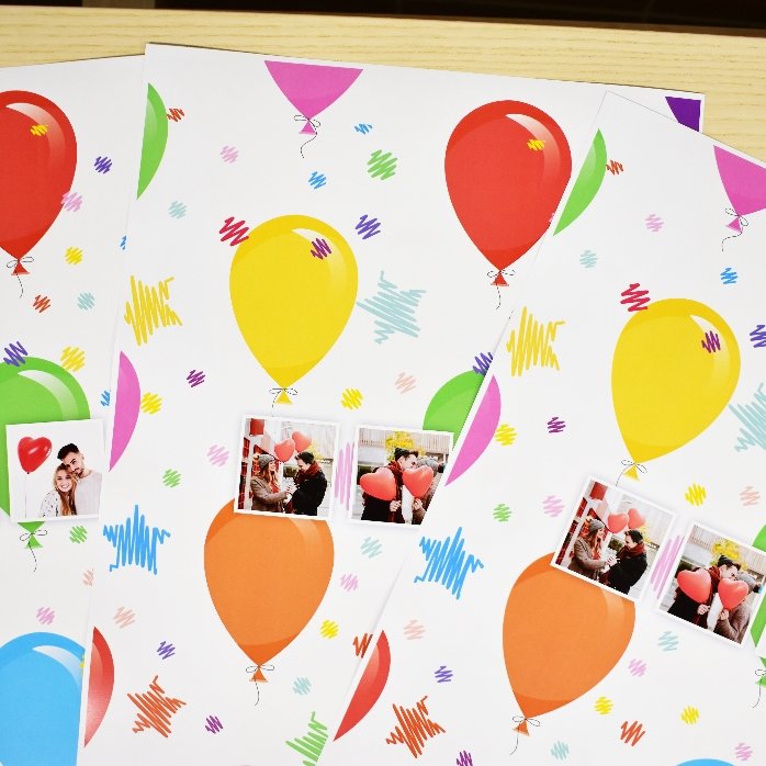 Papel de regalo personalizado con 3 fotos