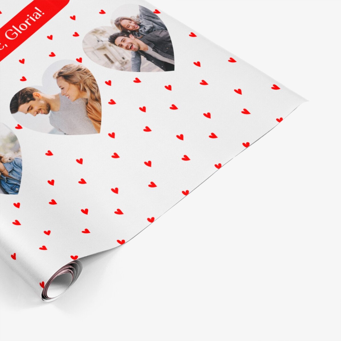 Papel de regalo personalizado con 6 fotos y un mensaje
