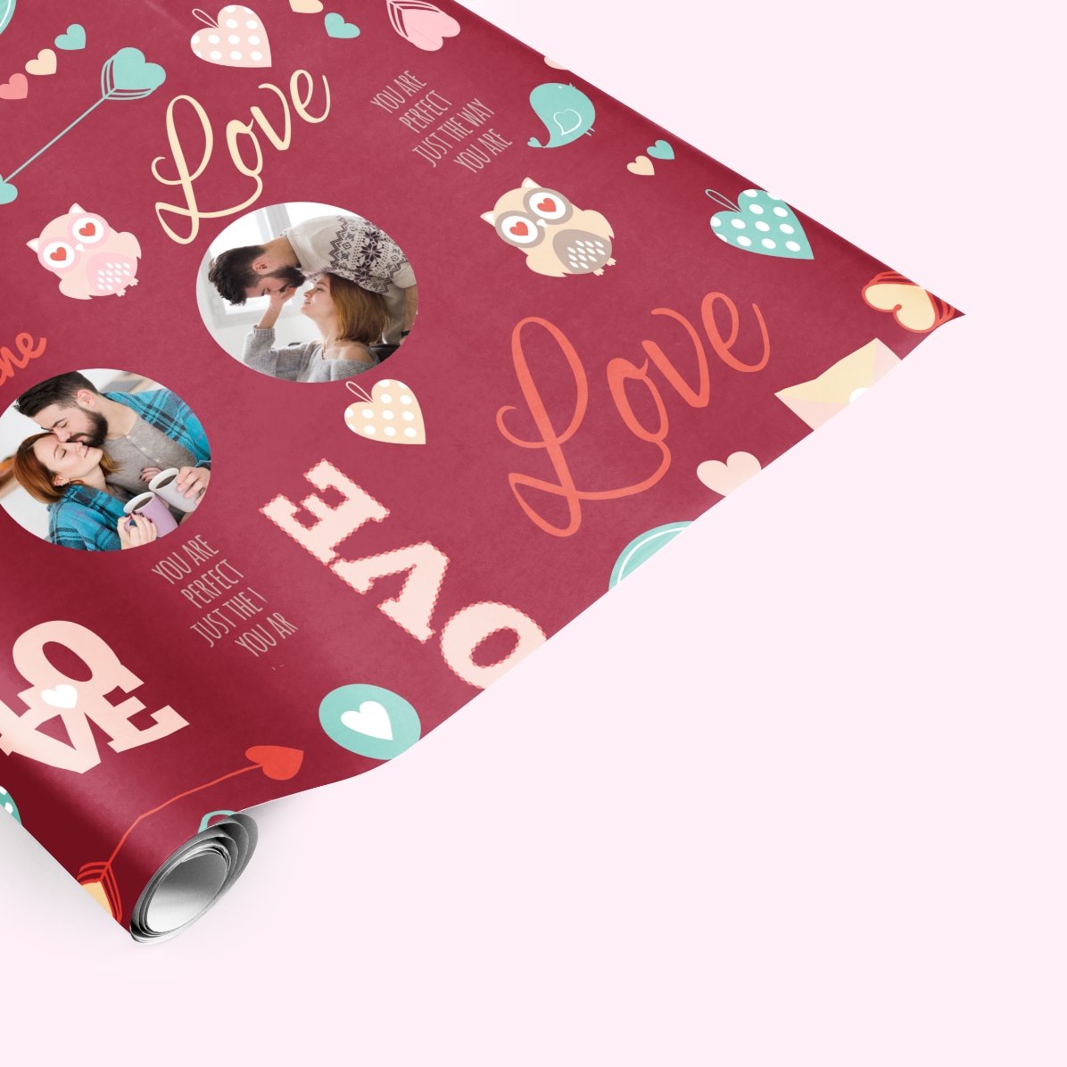 Papel de regalo personalizado con dos fotos - Estampado «Love»