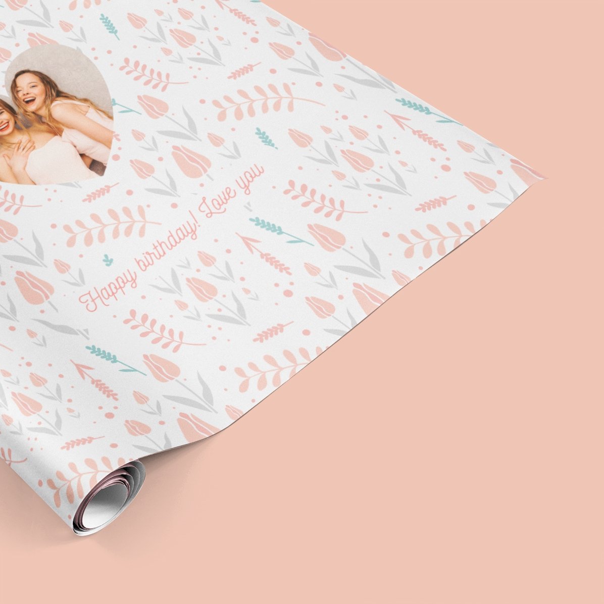 Papel de regalo personalizado con una foto y un texto - Spring