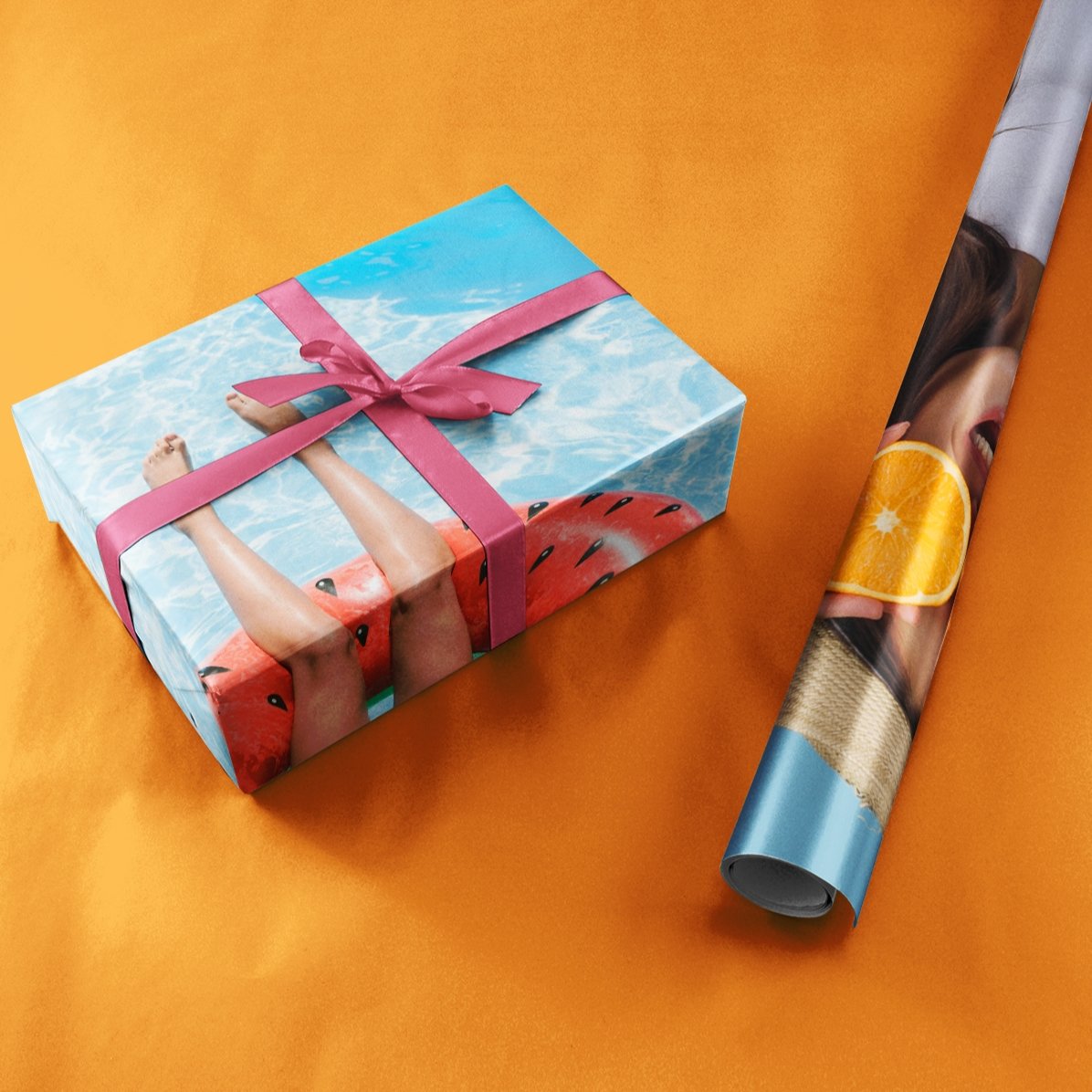 Personalised gift wrapping paper with a photo