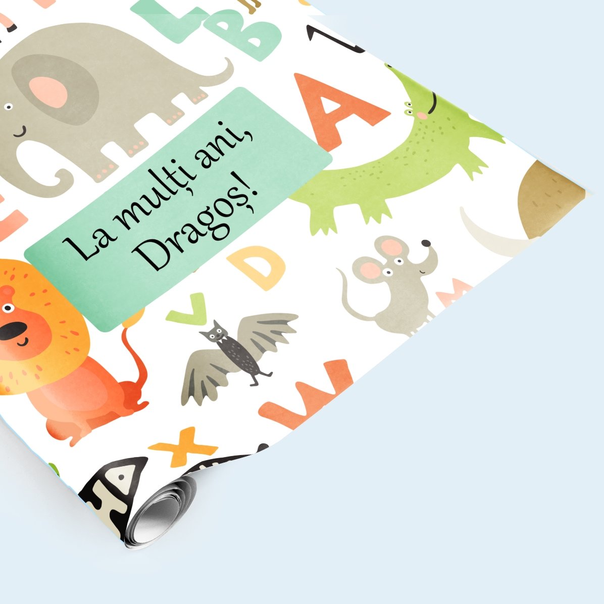 Papel de regalo personalizado con texto - Animalitos
