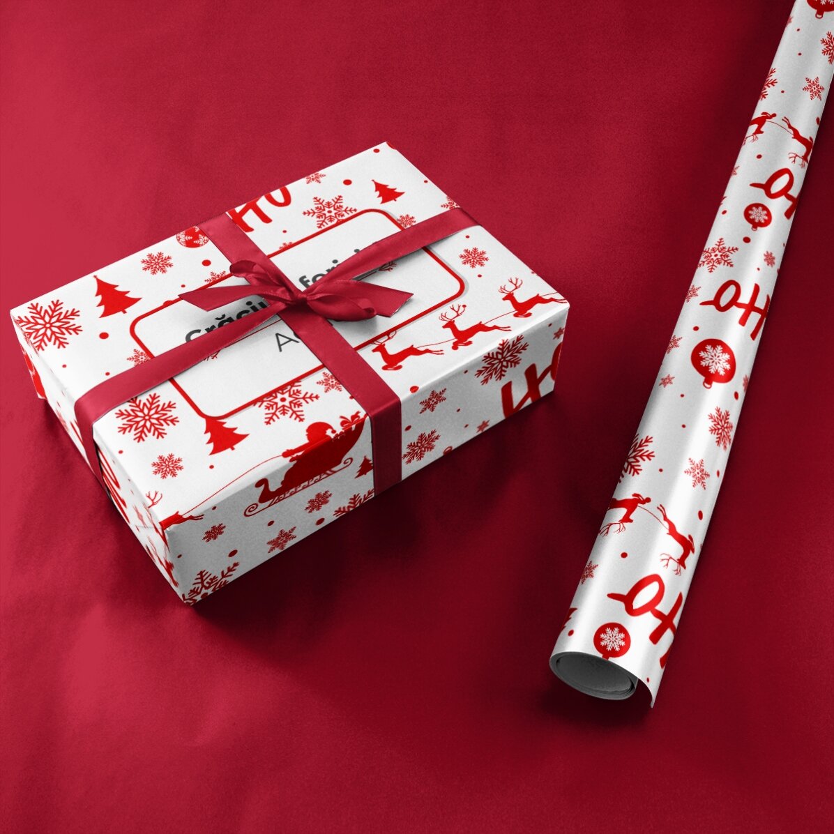 Papel de regalo personalizado con texto enmarcado - Espíritu navideño