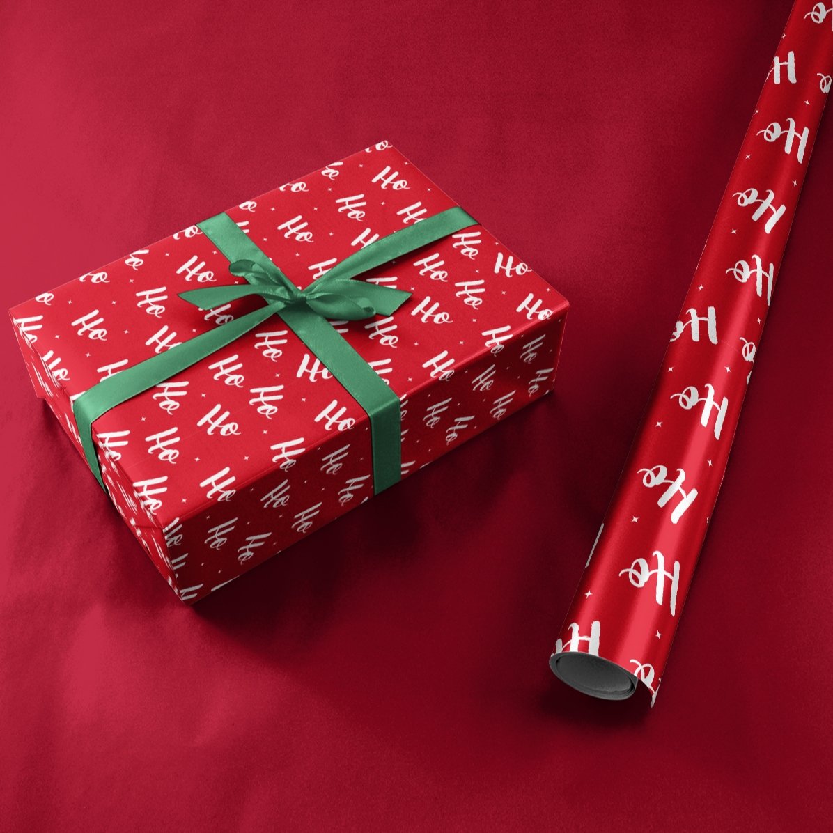 Papel de regalo personalizado con texto enmarcado - HoHoHo