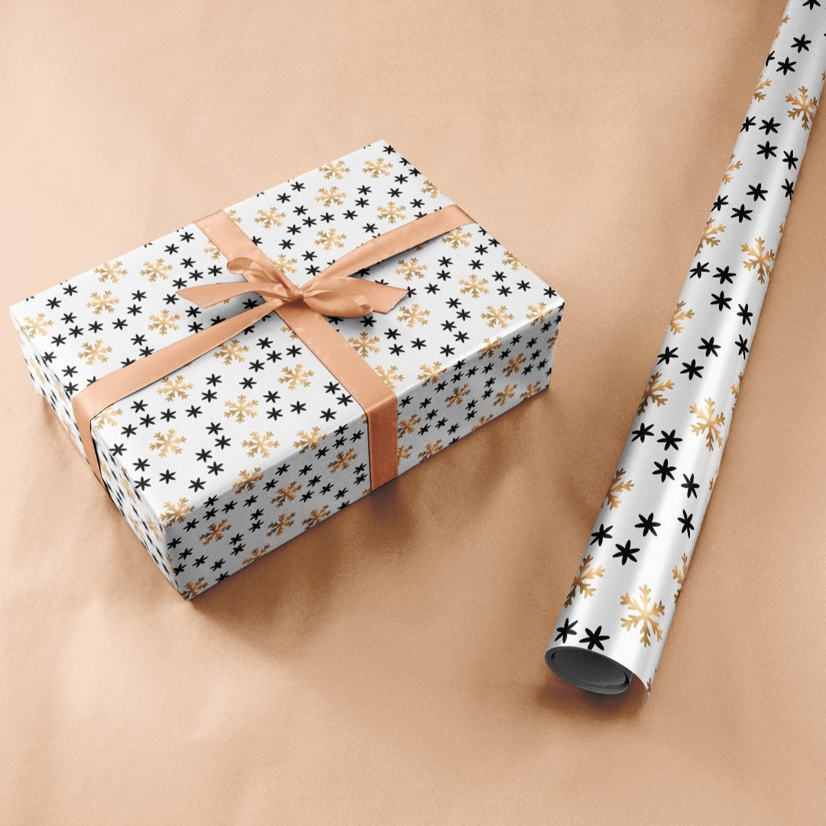 Papel de regalo personalizado con texto enmarcado - Snowflakes