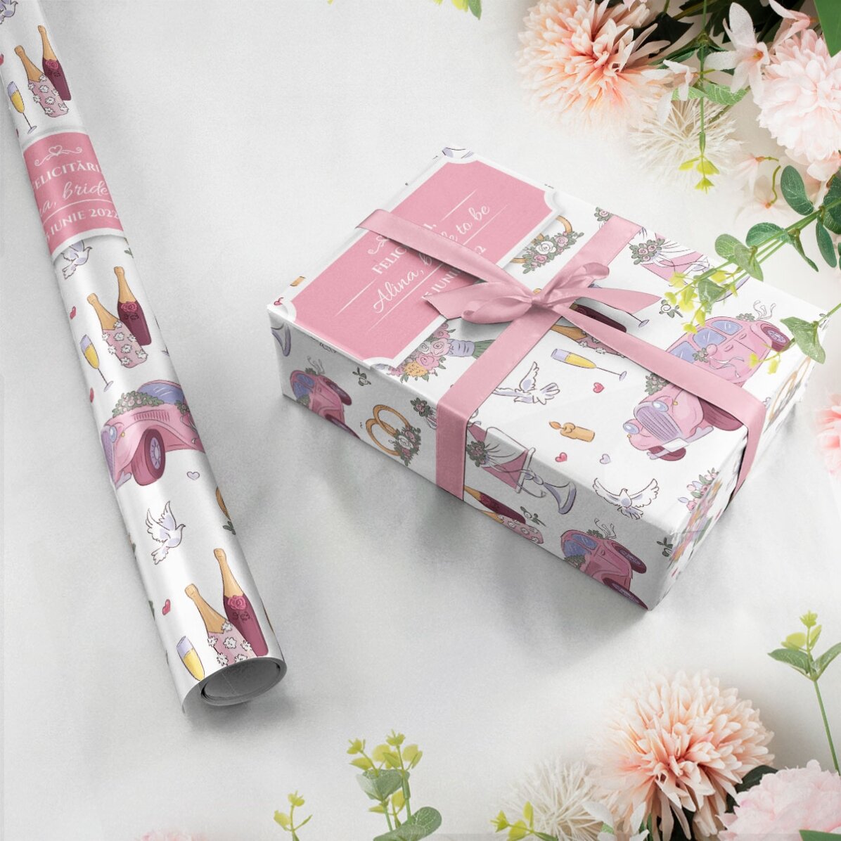 Papel de regalo personalizado con texto - Boda
