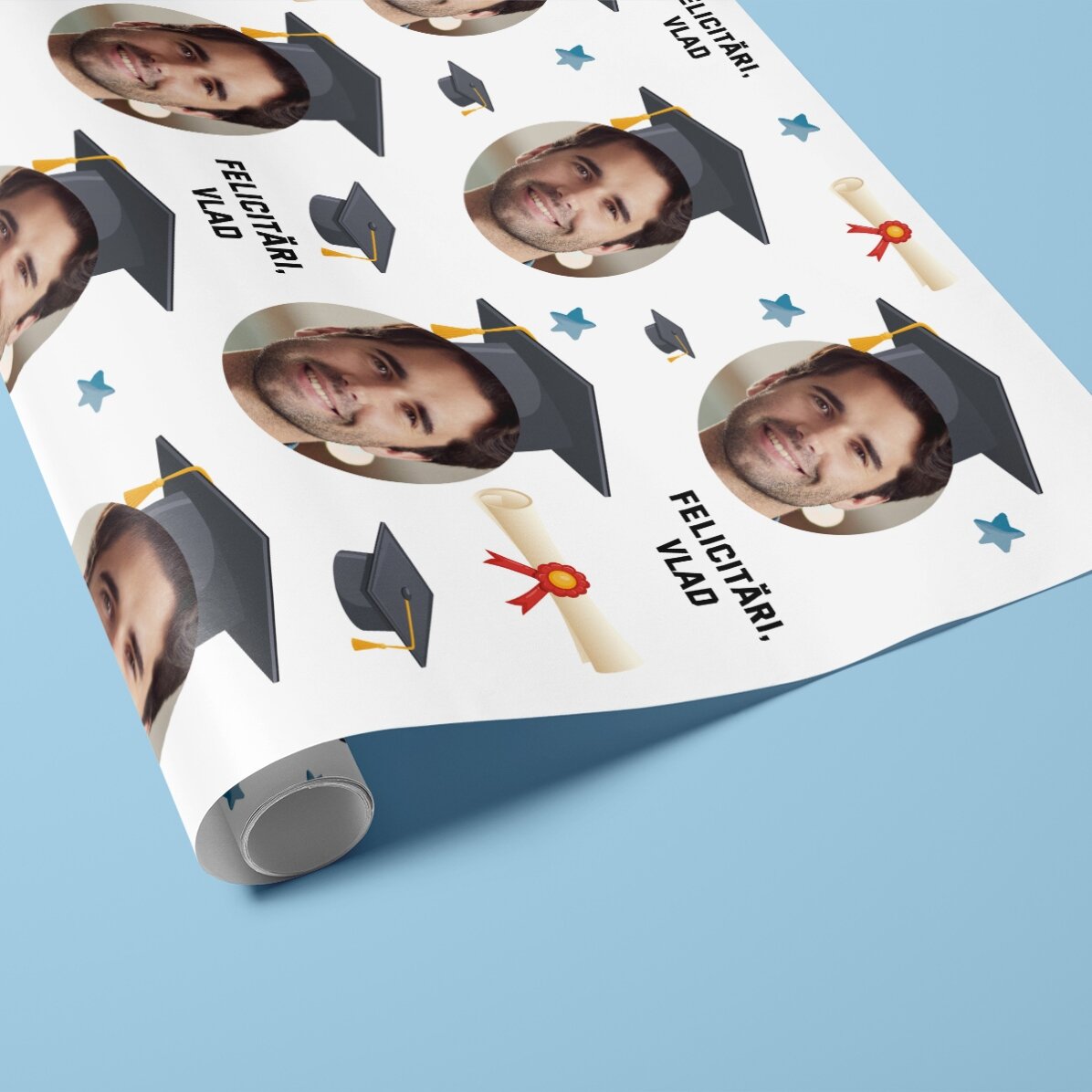 Papel de regalo personalizado con foto y texto - Graduación