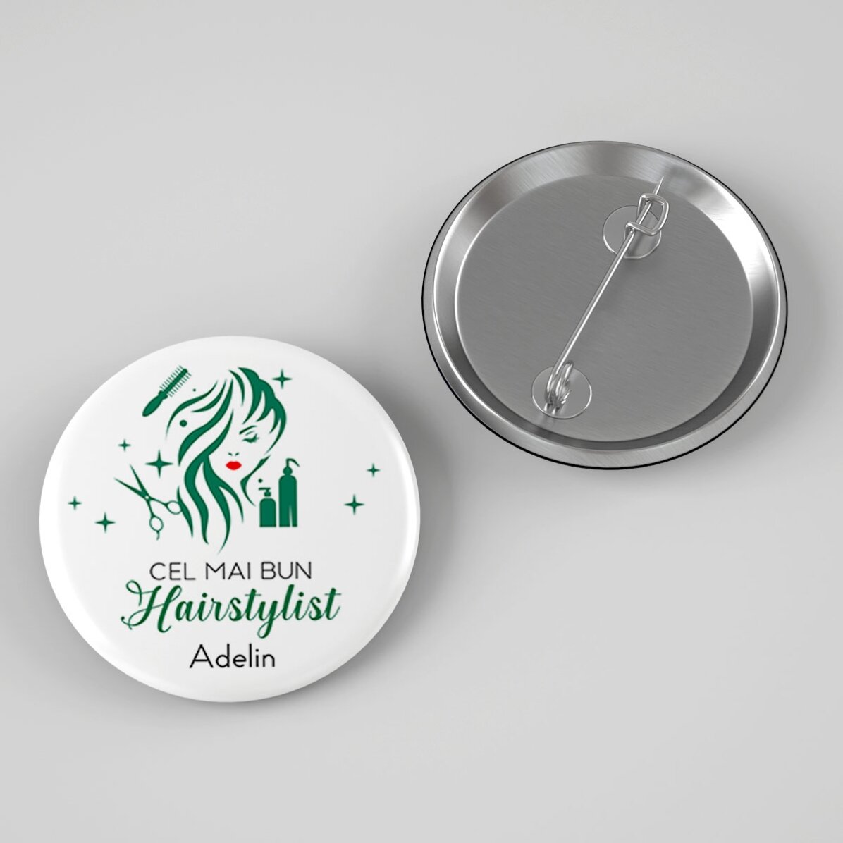 Personalised badge with message - Best Hairstylist