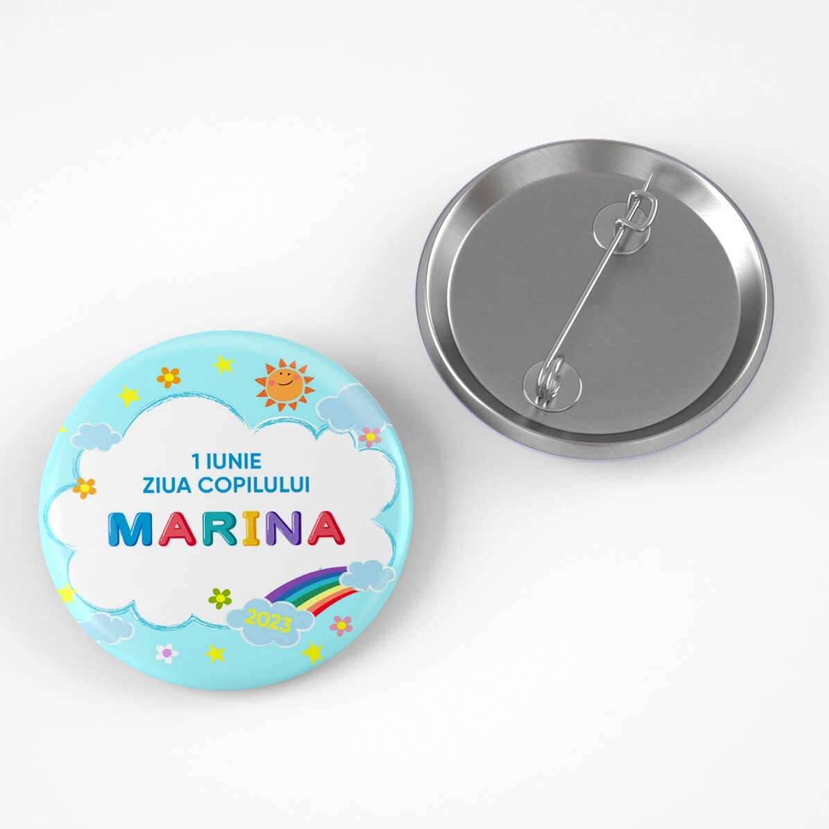 Insignia personalizada con un mensaje para el Día del Niño